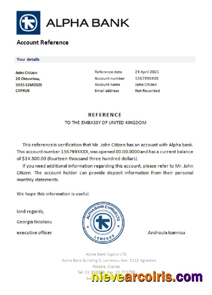 Cyprus Alpha Bank reference